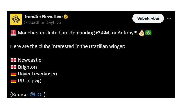 Antony WYCENIONY przez Manchester United na... O.o